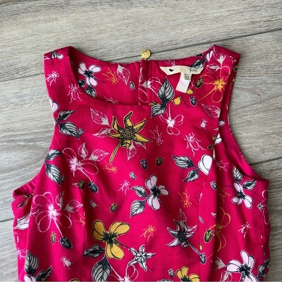 Yumi Sleeveless Floral Casual DARK PINK SKATER DRESS - Picture 6 of 14